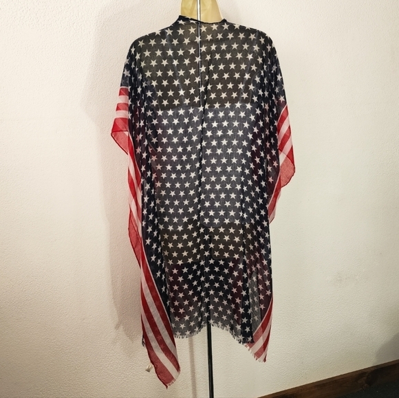 Coverup Patriotic Semi Sheer Stars And Stripes Red Size OS - Picture 7 of 10